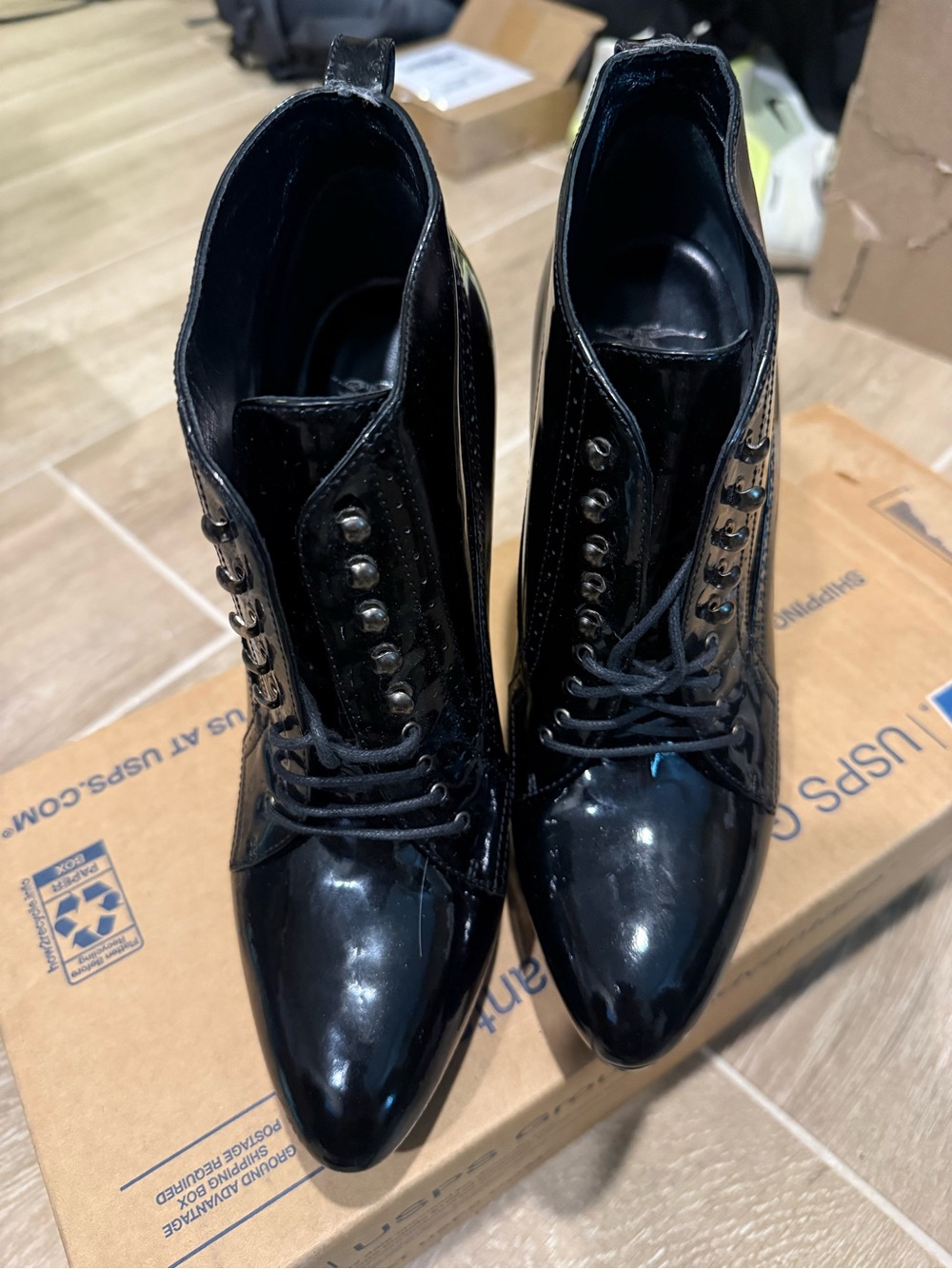 Burberry Prorsum Black Patent Leather Lace-Up Boot 40.5 / 8 - 8.5 US RARE - Picture 9 of 9